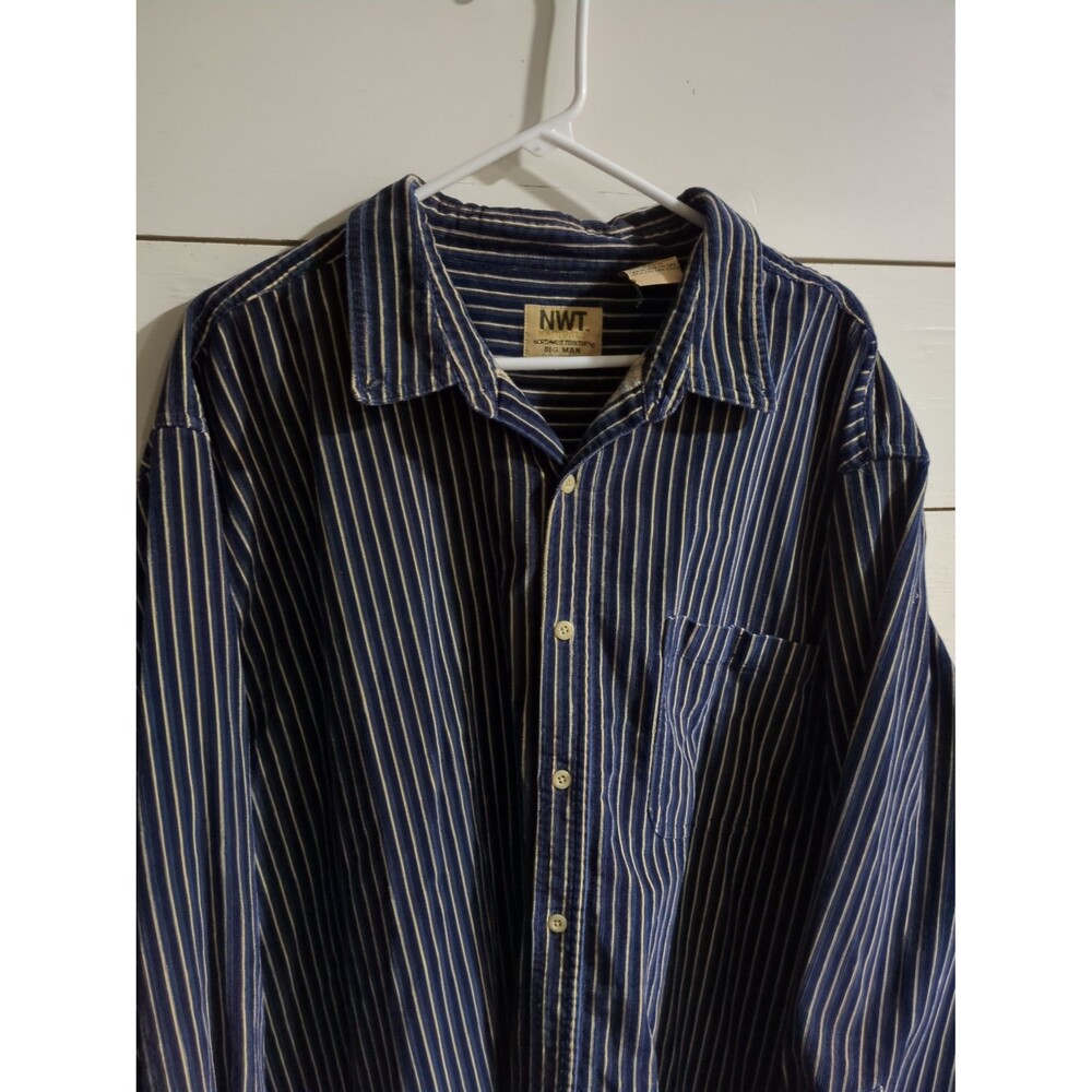 Vintage corduroy 3x 100% cotton Navy striped button-down by naturals Northwest
